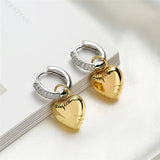 Trendy Zircon Heart Pentagram Asymmetric Color Contrast Hoop Earrings For Women Star Pendant Dangle Earrings Jewelry Gift