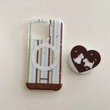 Qfdian Cute Dog Stand holder Phone Case Stripe For Iphone 17Pro 17 16ProMax 13 14 15 16 Pro Max 16Pro 15ProMax 15Pro 14Pro Cover Fundas