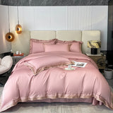 Qfdian Premium 1000TC Egyptian Cotton Luxury Gold Embroidery Hotel Style Bedding Set Duvet Cover Flat/Fitted Bed Sheet Pillowcases 4Pcs