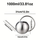 Qfdian  Stainless Steel Garden Watering Cans for Flowers Handheld Spherical Shape Watering Cans Vegetable Garden Funnel Watering Plants