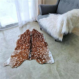 Qfdian  Sika Deer Skin Area Floor Rug Imitation Animal Skin Pelt Shape Handmade  Velvet Imitation Carpert
