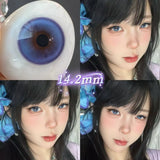 Qfdian  2pcs/pair Blue Colored Contact Lenses For Eyes Makeup Fashion Beauty Soft Contact Lenses Natural Brown Cosmetic Eye Lens
