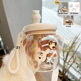 Qfdian  Kawaii Jumbo Boba Water Bottle With Straw For Girls Kids Large Capacity Cute Stirring Cup Portable Dual Drinking Plastic Cups
