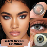 Qfdian  1 Pair Colored Contact Lenses Natural Brown 14.5mm Big Eyes Contacts Cosmetics Green Eye Color Lens Gray Lens Women Makeup