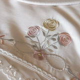 Qfdian 800TC Lyocell Bamboo Fiber Soft Silky Bedding Set Rose Floral Embroidery Lace Ruffles Duvet Cover Flat/Fitted Sheet Pillowcases