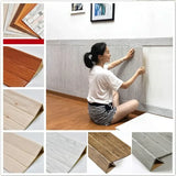 Qfdian 5pcs/10pcs 35X35cm 3D Wall Stickers DIY Wood Grain Foam Self-Adhesive Waterproof Moisture-Proof Ceiling Bedroom Wallpaper