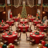 Qfdian  Red Christmas Round Tablecloth Wedding Banquet Birthday Party Tablecloth Holiday Atmosphere Decoration Desktop Props Table Set