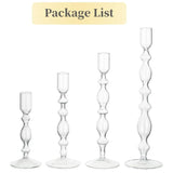 Qfdian  3Pcs Glass Candlestick Holders Glass Taper Candle Holders Groovy Wavy Elegant Candle Stick for Home Party Decoration