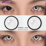 Qfdian 1 Pair Cat Eyes Crazy Lenses Vampire Lenses for Halloween Cosplay Eye Contacts White Lenses Anime Black Colored Lenses