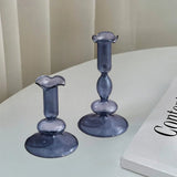 Qfdian  Creative and Minimalist Glass Candle Holder Vase Living Room Homestay Dining Table Decoration Romantic Gift Glass Candle Holder