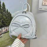 Qfdian  All Match Y2k Aesthetic Fairy Lace Backpack Simple Mini Fashion Cute Heart Bow Schoolbags Sweet Kawaii Backpacks Women Students