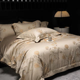 Qfdian Premium 1000TC Egyptian Cotton Yarn-dyed Jacquard Luxury Bedding Set Duvet Cover Flat/Fitted Bed Sheet Pillowcases 4Pcs