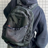 Qfdian High-capacity Casual Grunge Men Backpack Vintage Y2k Aesthetic Streetwear Backpacks Casual All Match Trendy Drawstring Rucksacks