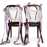 Qfdian  2pcs Personalized Lace Just Married Chair Sign for Bride & Groom Wedding Sheer Lace Signs Custom Wedding Chair Banners