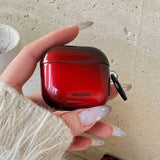 Qfdian Lovely Black Red Gradient Soft Case With Keychain Fall Prevention Lanyard Earphone Cover for AirPods 1 2 3 4 Pro 2 TPU Shell