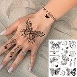 Qfdian  Waterproof Temporary Tattoo Stickers  Mandala Lace Hand Finger Wedding White Fake Tatto Flash Tatoo Body Art for Women Bride