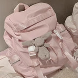 Qfdian All Match Drawstring Nylon Backpacks Women 2025 Casual Sweet Girls Travel Bags for Women Korean Simple Preppy Fashion Schoolbags