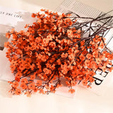 Qfdian  5pcs Fall Babys Breath Artificial Flowers Fake Plants for Home Wedding Centerpiece Table Thanksgiving Party Autumn Decorations
