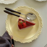 Qfdian  French Relief Ceramic Plate Vintage Ceramic Dishes High-end Dining Dishes Dessert Western Cuisine Plate Serving Plates Tableware