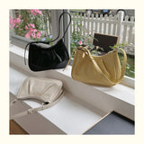 Qfdian Korean Chic Office Lady Shoulder Underarm Bag Elegant Pleated Casual Bags for Women Sweet Y2k Aesthetic Fashion Simple Handbags