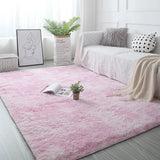 Qfdian White Fluffy Hall Carpet Modern Living Room Bedroom Home Decor Large Mats Thickened Non-Slip Girl Children's Room Pink Furry Rug