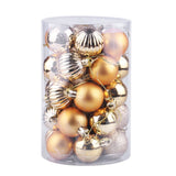 Qfdian  34pcs Christmas Balls Ornaments Xmas Tree Decorations Royal Blue Retro Orange Gold Hanging Ball Christmas Party Decor Birthday