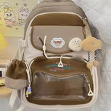 Qfdian  Fashion Transparent Sweet Kawaii Backpack High-capacity Y2k Aesthetic Schoolbag Women Students Contrast Color Patchwork Ita Bags