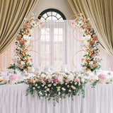Qfdian  2Pcs 5ft Round Arch Frame, 4 Tiers Gold Metal Flower Arch Frame for Wedding Birthday Party Event Display Background Decoration