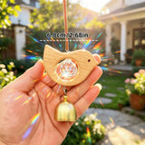 Qfdian  1pc Vintage Natural Wooden Bird Suncatcher Hanging Crystal Prism Rainbow Generator Window Hanging Reflector