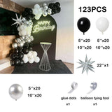 Qfdian  Black Silver Balloons Arch Garland White Ballon Silver Explosion Star Foil Balloon Wedding Birthday Party New Year Decorations