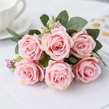 Qfdian  1 pc Artificial Flowers Silk Rose Bouquet Garden Home Room Table Wedding Bridal Bouquet Yard Outdoor Decora Diy Gifts Hot Sales