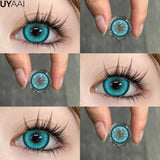 UYAAI Cosplay Color Contact Lenses for Eyes Anime Red Lenses Cosmetics Black Colored Lenses Halloween White Large Diameter Lens