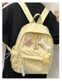 Qfdian Women Students Simple All Match Kawaii Backpack Sweet Cute Star Bone Schoolbags Casual Y2k Aesthetic Fashion Preppy Backpacks