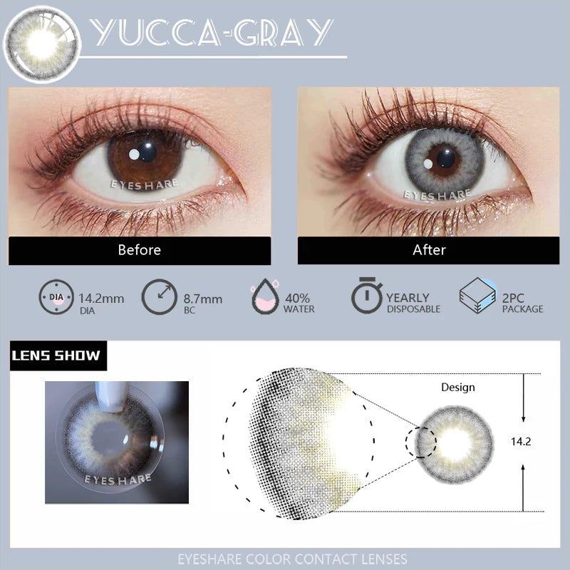 EYESHARE 1 Pair YUCCA Series Colored Contact Lenses for Eyes Contacts Colored Lenses Cosmetic Beauty Equipment Colored Contact