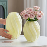 Qfdian  French Vase Feeling Glass Milky Jade Color Living Room Water Nourishing Flower Arrangement Antique Floral Ware Mother's Day