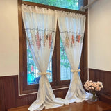 Qfdian  Village Curtains for Living Room Nordic Cotton Half Door Blackout Kitchen Washing Table Screen