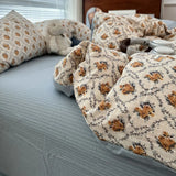 Qfdian  Duvet Cover Set  A-class Ultra Soft Jacquard Double-layer Yarn Washed Cotton Bedding Set  Floral Bed Sheet