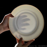 Qfdian  European Light Luxury Bone Porcelain Tablewares Retro High Beauty Home Kitchen Restaurant Supplies Western Food Dinner Plate 1Pc