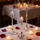 Qfdian  European Transparent Crystal Diamond Candle Holder Romantic Candlelight Dinner Candlestick Weddings Table Home Room Decor
