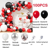 Qfdian  Red Black Balloons Garland Arch Kit White Metallic Silver Black Red Confetti Latex Balloon Graduation Birthday Party Decorations