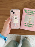 Qfdian Spring flower back cover for iphone 13 15 pro max 15pro 13promax 13pro 12 14promax transparent puppy bracket magnetic phone case