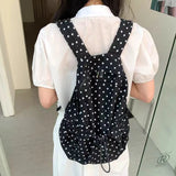 Qfdian  Vintage Trendy All Match Dots Students Backpack Y2k Aesthetic Women Casual Pleated Backpacks Fashion Y2k Aesthetic Schoolbags