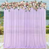 Qfdian  Chiffon Backdrop Curtain 5ftx10ft Light Purple Voile Sheer Curtains 4 Panels Romantic Wedding Party Decor Polyester Chiffon Fabr