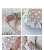 Qfdian  Patchwork Lace Dots Mini Purses and Handbags Sweet Kawaii Fashion Casual Crossbody Bag Korean Y2k Aesthetic Women Shoulder Bags