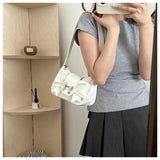 Qfdian Underarm Small Square Bag Butterfly Knot PU Single Shoulder Handbag Women's Crossbody Tote