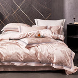 Qfdian 4Pcs High Precision Damask Jacquard Egyptian Cotton Soft Silky Bedding Set Duvet Cover Set Bed Sheet/Fitted Sheet Pillowcases