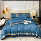 Qfdian Premium 1000TC Egyptian Cotton Luxury Gold Embroidery Hotel Style Bedding Set Duvet Cover Flat/Fitted Bed Sheet Pillowcases 4Pcs