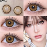 Qfdian  1 Pair Color Contact Lenses for Eyes Korean Brown Natural Big Eye Lenses Gray Eye Contact Green Color Lens