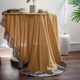 Qfdian White Round Table Cloths Retro Farmhouse Washable Fabric Table Covers for Restaurant Kitchen Wedding Party Christmas Decorations