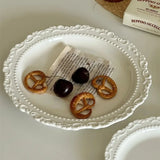 Qfdian  French Relief Ceramic Plate Vintage Ceramic Dishes High-end Dining Dishes Dessert Western Cuisine Plate Serving Plates Tableware
